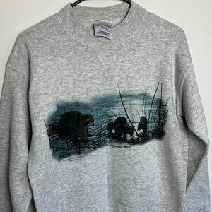 Graphic Seerey-Lester Raccoons Crewneck animal sweater (L)